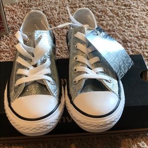 Girls Converse Silver Glitter Sneakers
